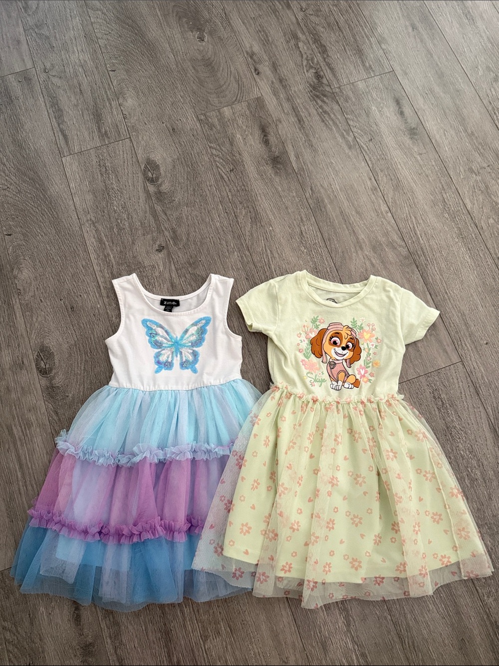 Zunie Girls Layered Tulle Butterfly Dress - White, Blue & Purple
